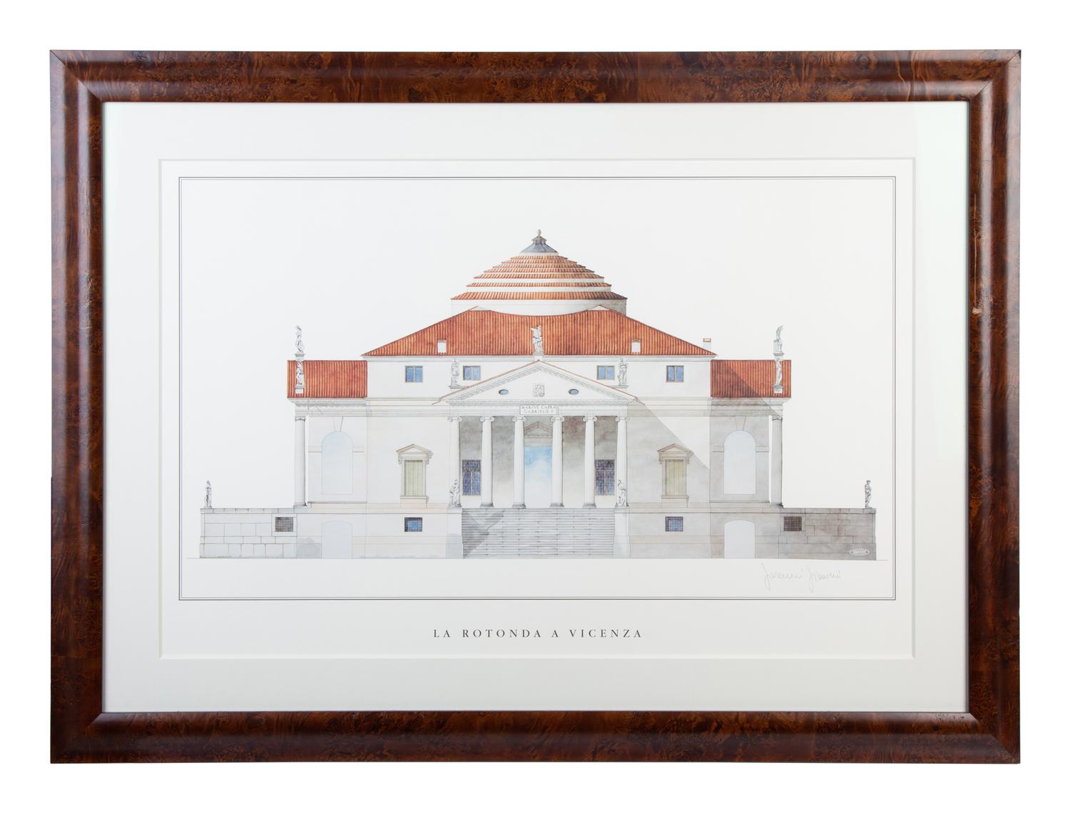 Four Framed Architectural Color Prints by Giovanni Giaconi from The Villas of Palladino — 20TH CENTURY