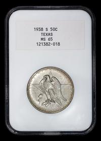 Three United States 1938, D & S Texas Commemorative 50c Coins