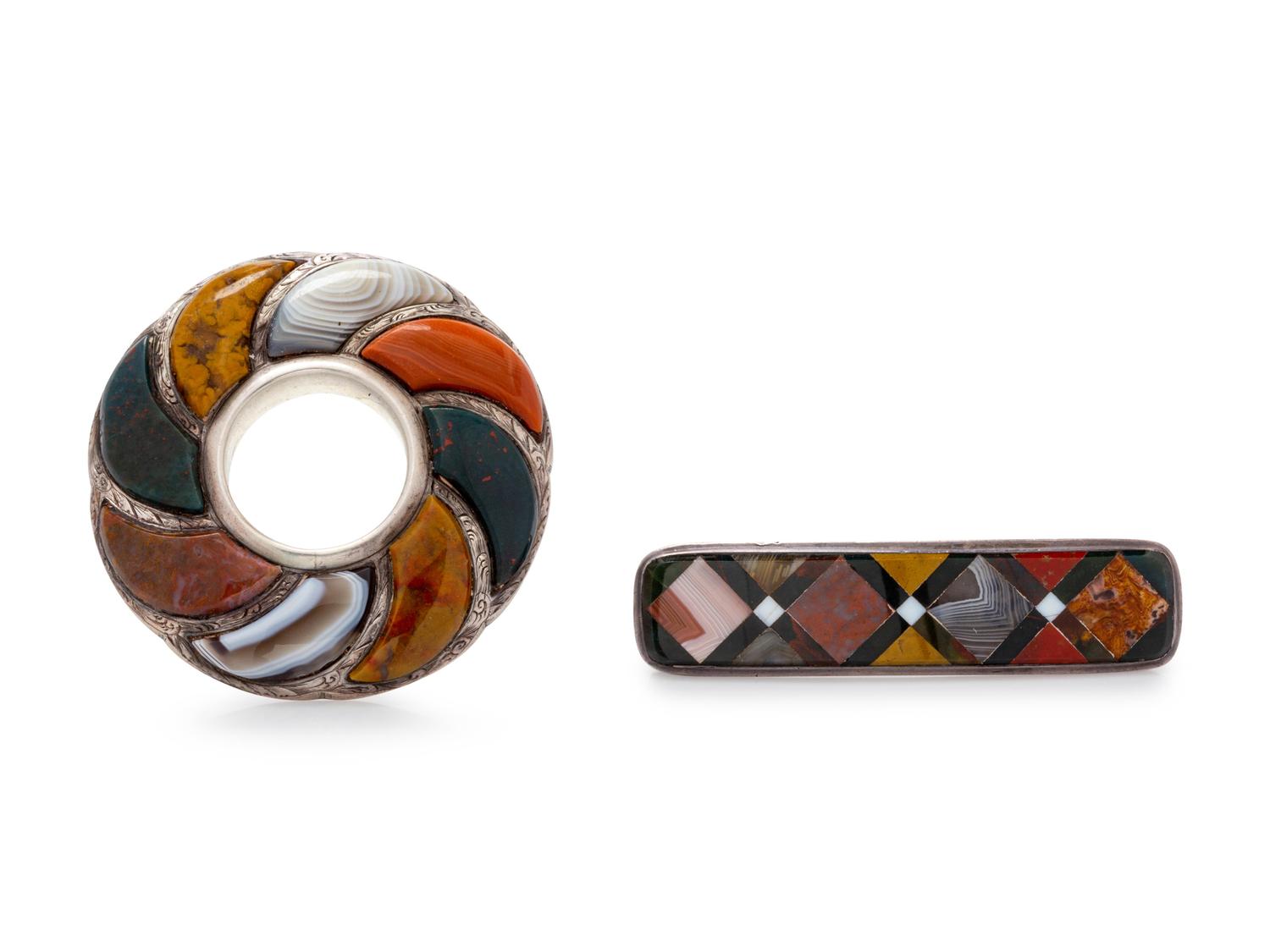A Collection of Victorian Silver and Agate Jewelry, Scottish,