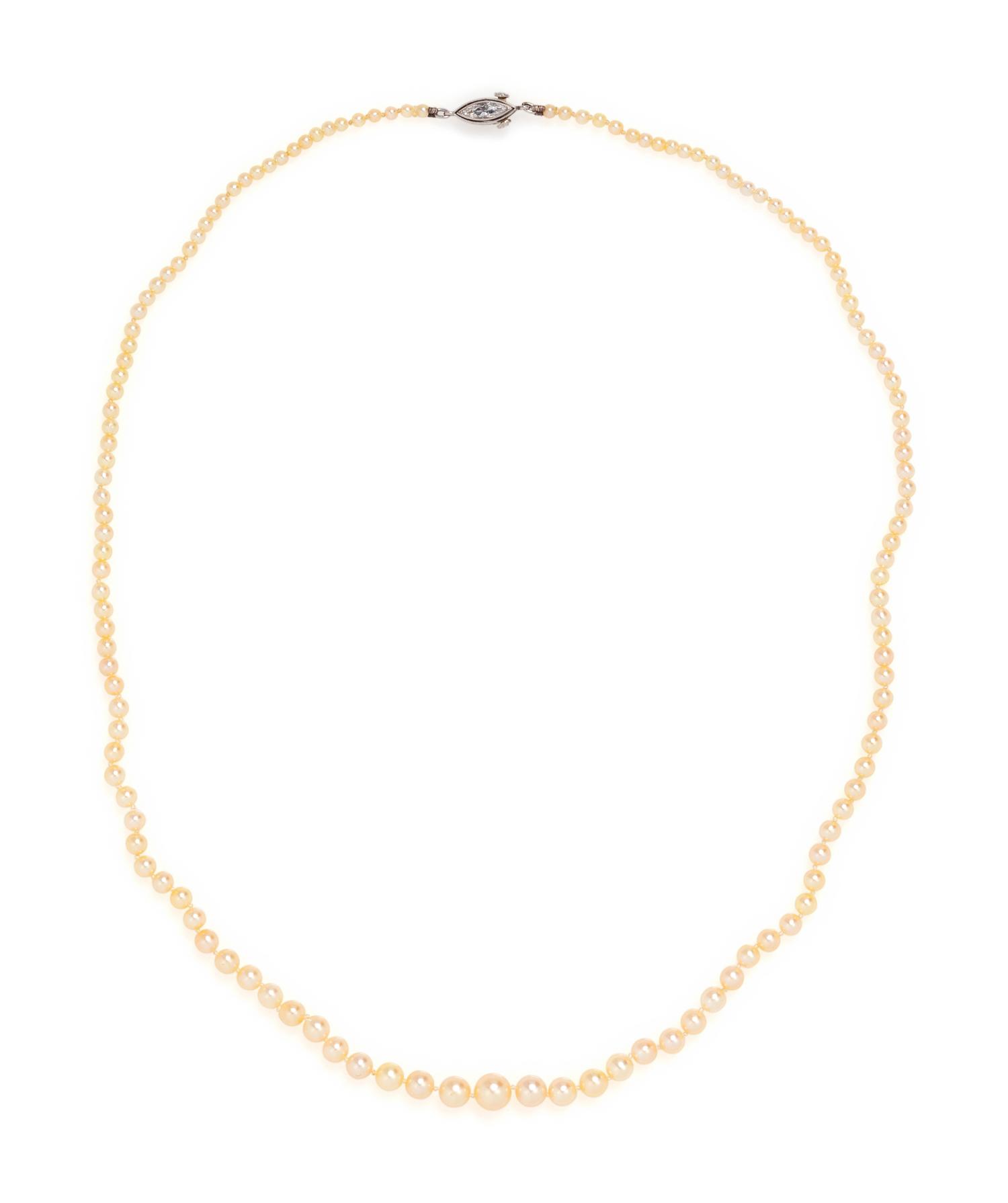 NATURAL PEARL AND DIAMOND NECKLACE