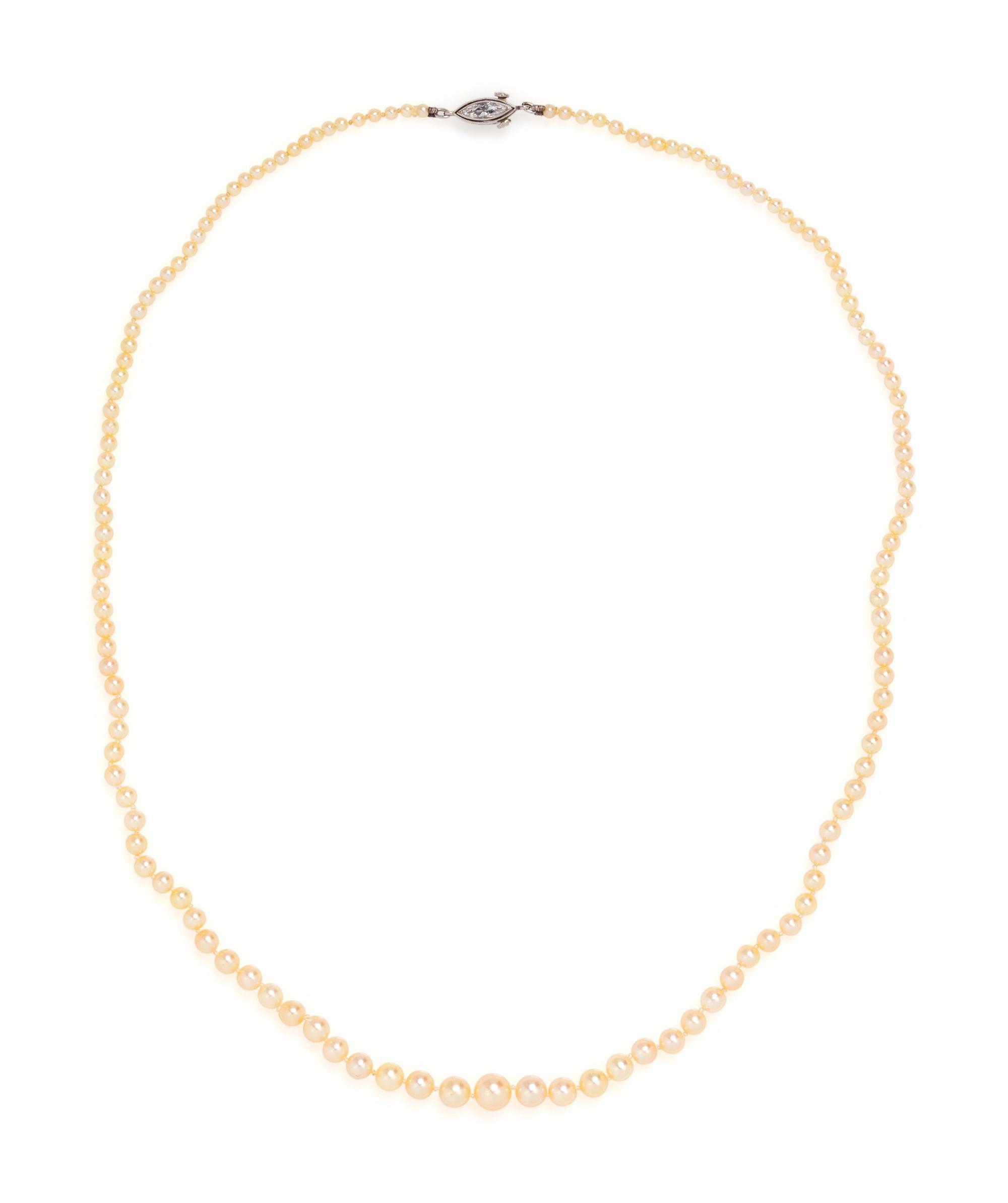 NATURAL PEARL AND DIAMOND NECKLACE