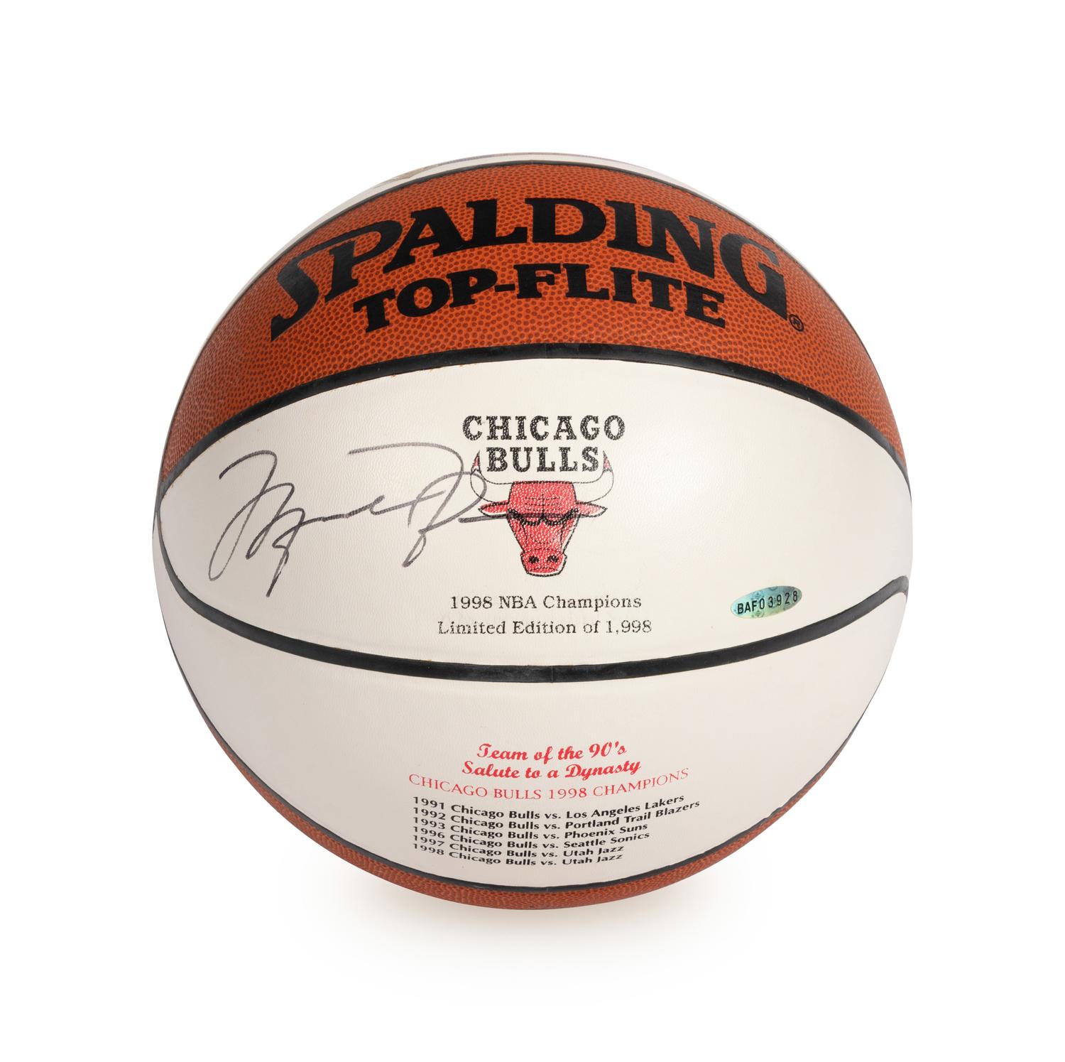 A Michael Jordan Signed Autograph Chicago Bulls 1998 NBA Champions Basketball (Upper Deck Authenticated)