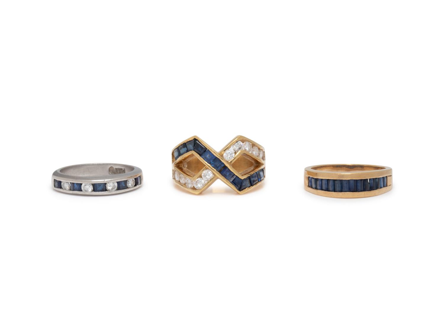 COLLECTION OF SAPPHIRE AND DIAMOND RINGS