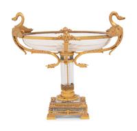 An Empire Style Cut Glass and Gilt Bronze Centerpiece