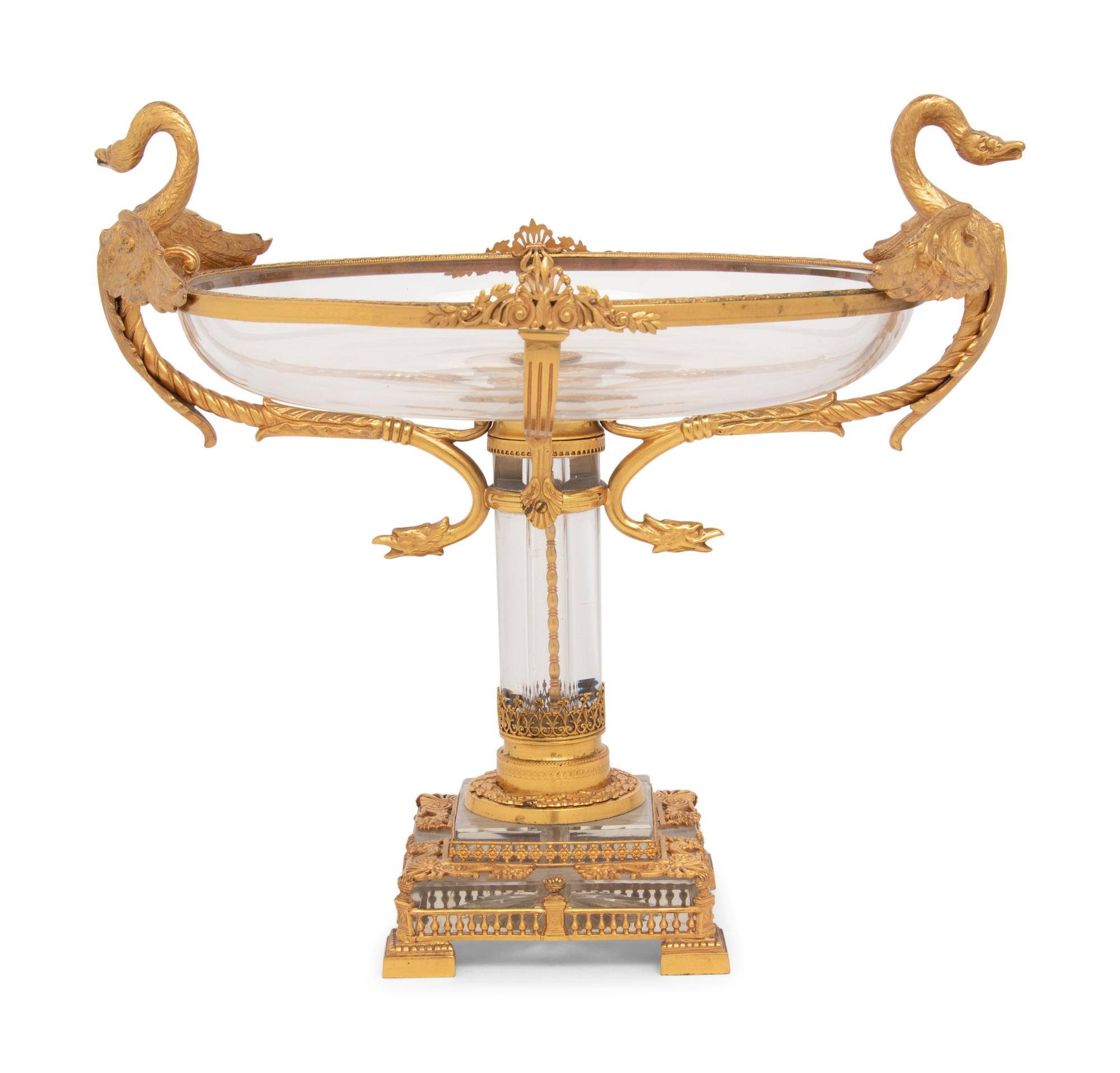 An Empire Style Cut Glass and Gilt Bronze Centerpiece