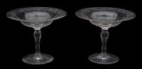 A Pair of Cut Glass Tazzas Height 7 1/2 x diameter 6 inches. — 20TH CENTURY