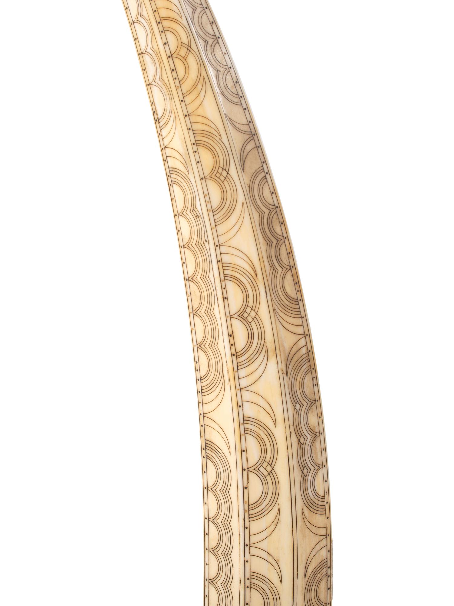 Inupiat Decorated Walrus Ivory Pipe and Sewing Kit