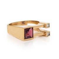 YELLOW GOLD, PINK TOURMALINE, AND DIAMOND RING