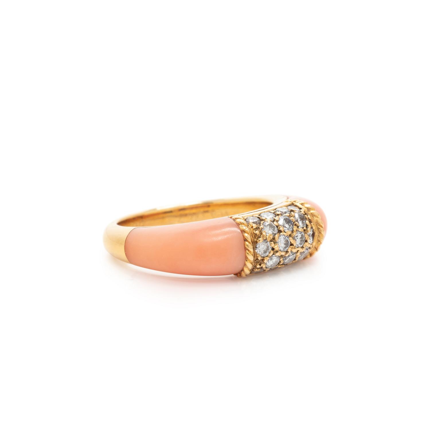 VAN CLEEF & ARPELS, YELLOW GOLD, DIAMOND AND CORAL 'PHILIPPINE' RING