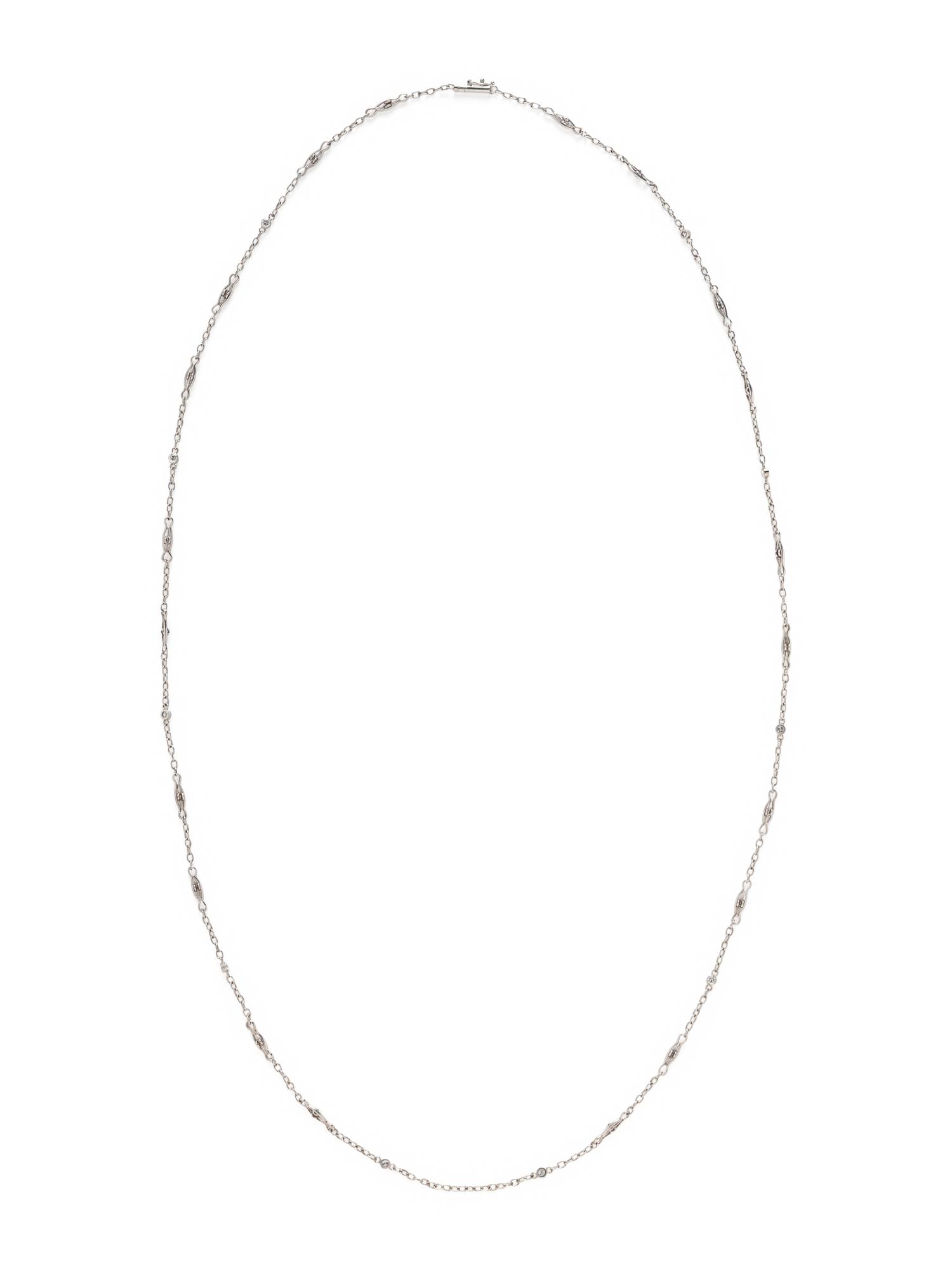 PLATINUM AND DIAMOND LONG CHAIN NECKLACE