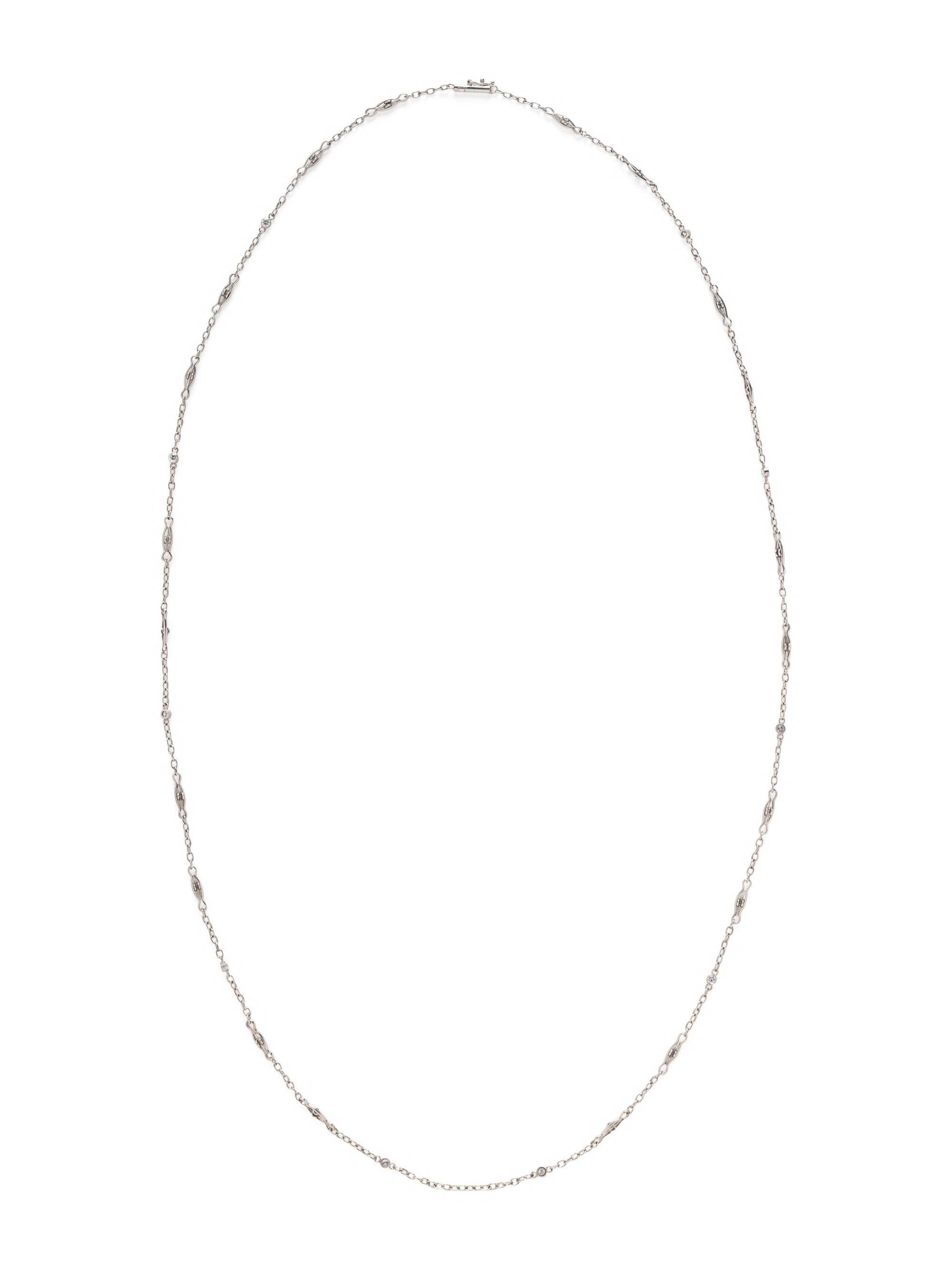 PLATINUM AND DIAMOND LONG CHAIN NECKLACE