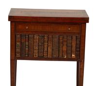 A Directoire Style Mahogany and Rosewood Small Cabinet with Faux-Leather Book Doors