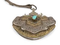 Four Tibetan Silver and Leather Pouches