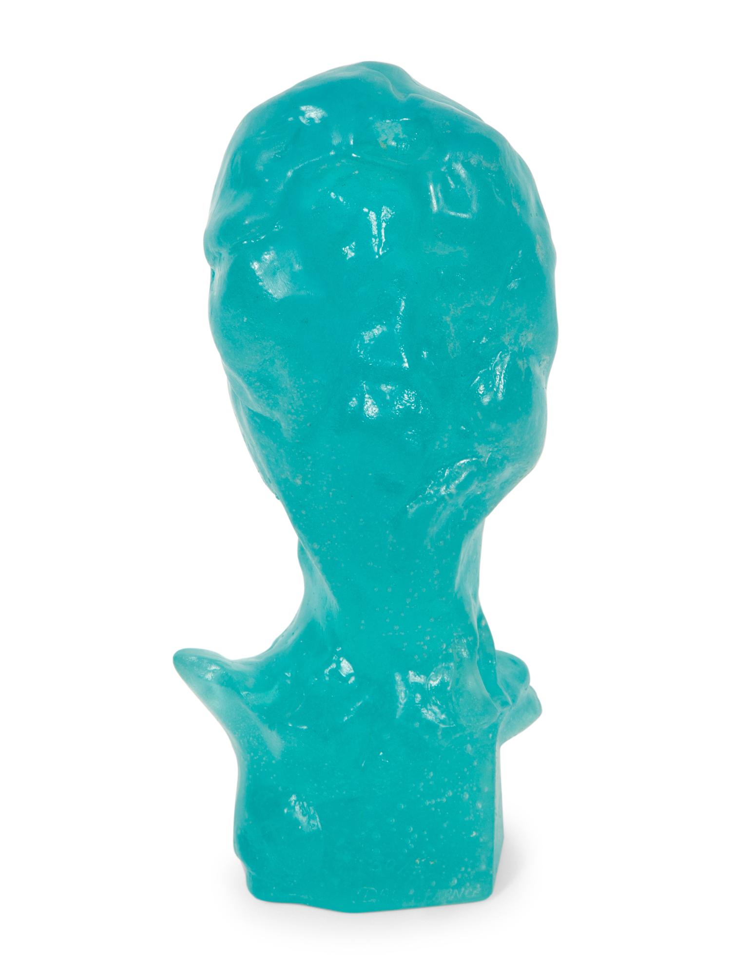 A Daum Pâte de Verre Bust of a Woman and a Daum Ombre Verte Pâte de Verre and Chrome Relief Sculpture