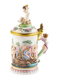A Capodimonte Style Porcelain Tankard