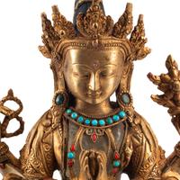 A Gilt Bronze, Rock Crystal and Jewel-Inset Figure of a Standing Deity
