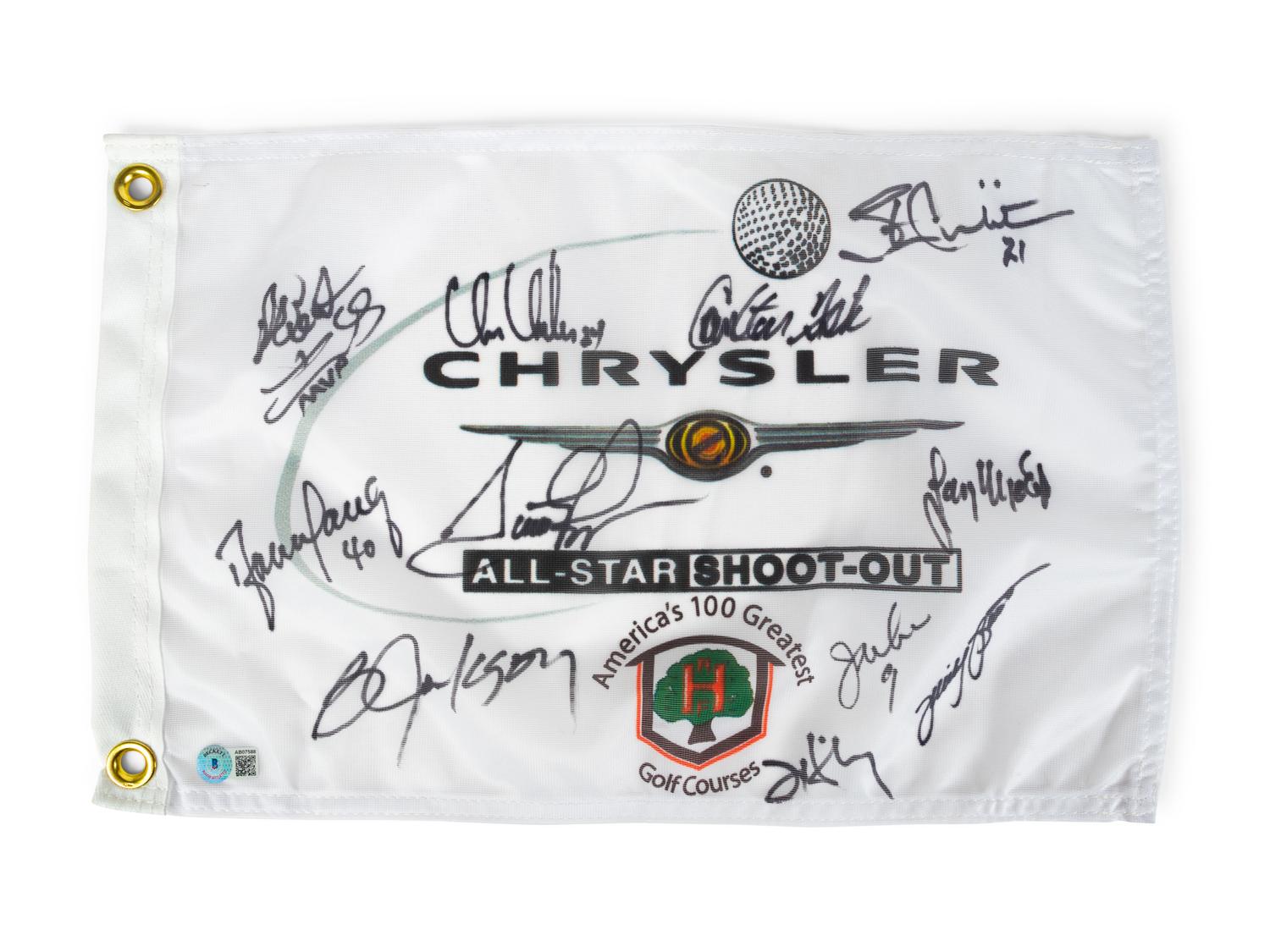 ** Now Grouped in 53 of Receipt ** A 2005 Chrysler All-Star Golf Shootout Signed Autograph Golf Flag Including Multiple Chicago Sports Legends (Beckett Authentication Services BAS Certified),