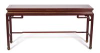 A Pair of Chinese Red Lacquer Altar Tables Height 30 x width 60 x depth 16 inches. — 20TH CENTURY