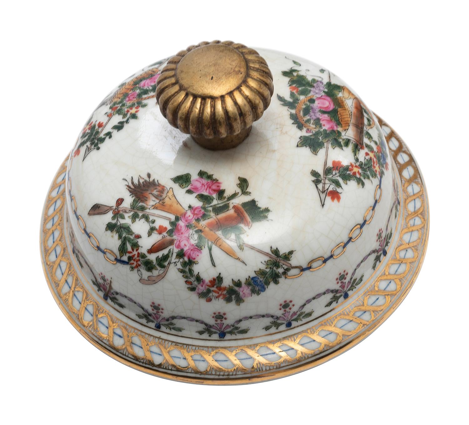 A Pair of United Wilson Gilt Metal Mounted Porcelain Urns