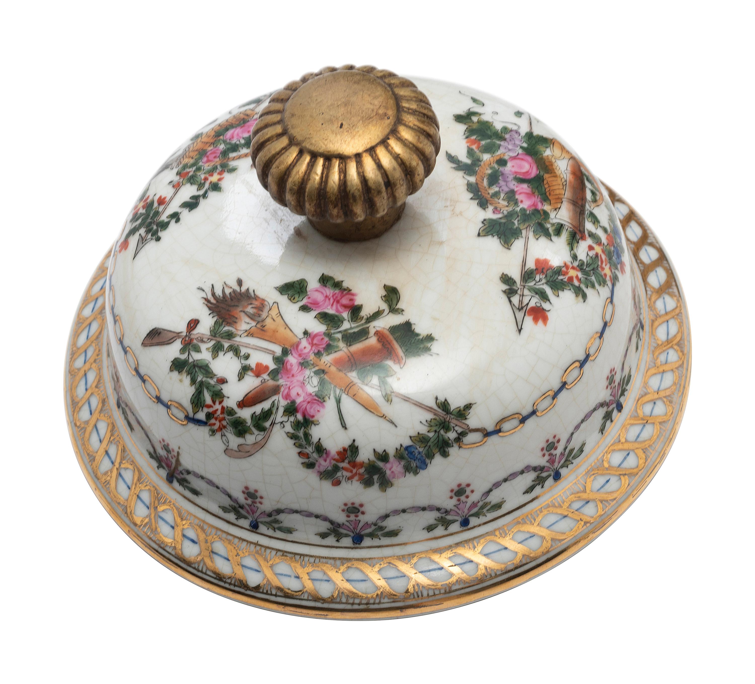 A Pair of United Wilson Gilt Metal Mounted Porcelain Urns
