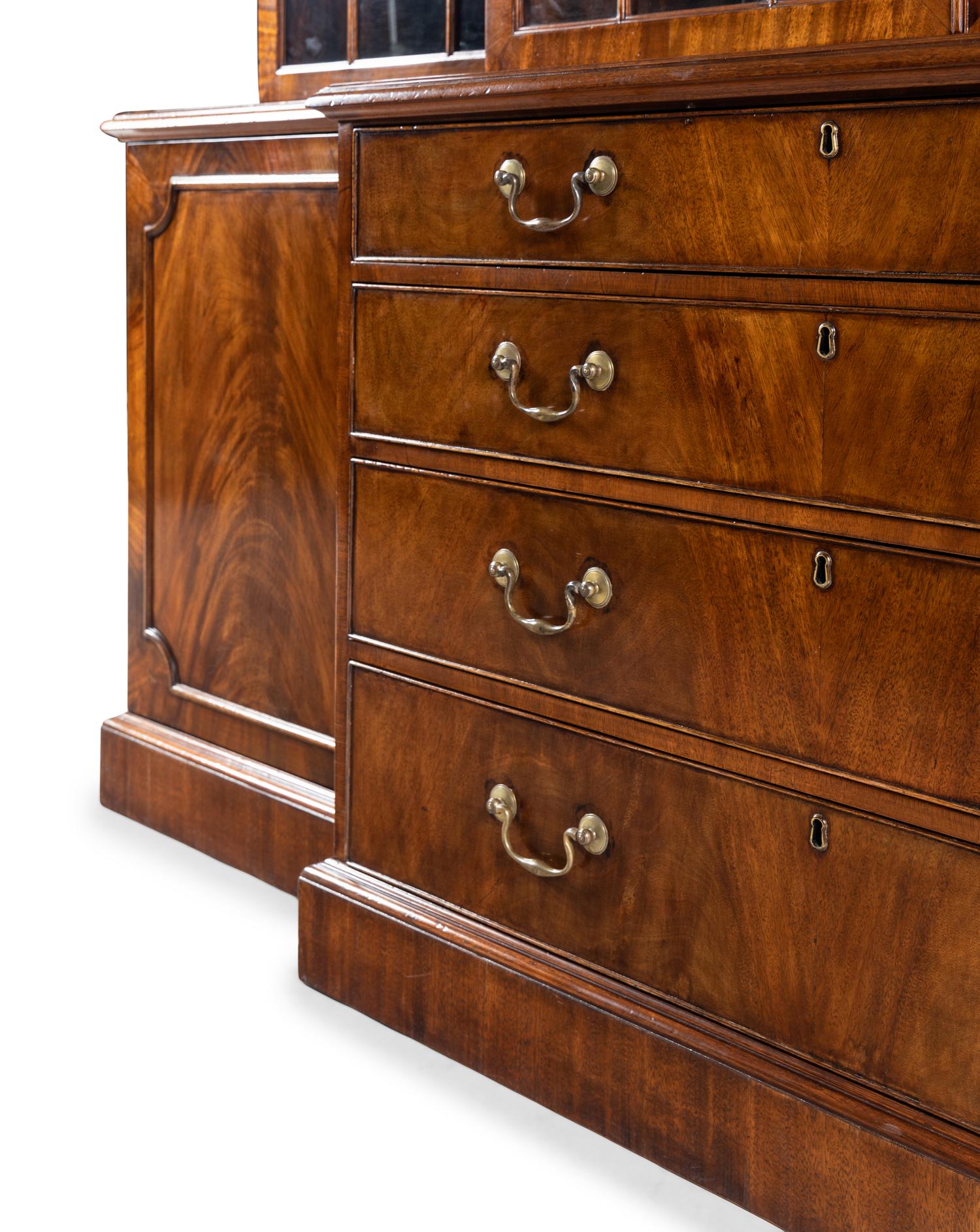 A George III Style Mahogany Breakfront Bookcase
