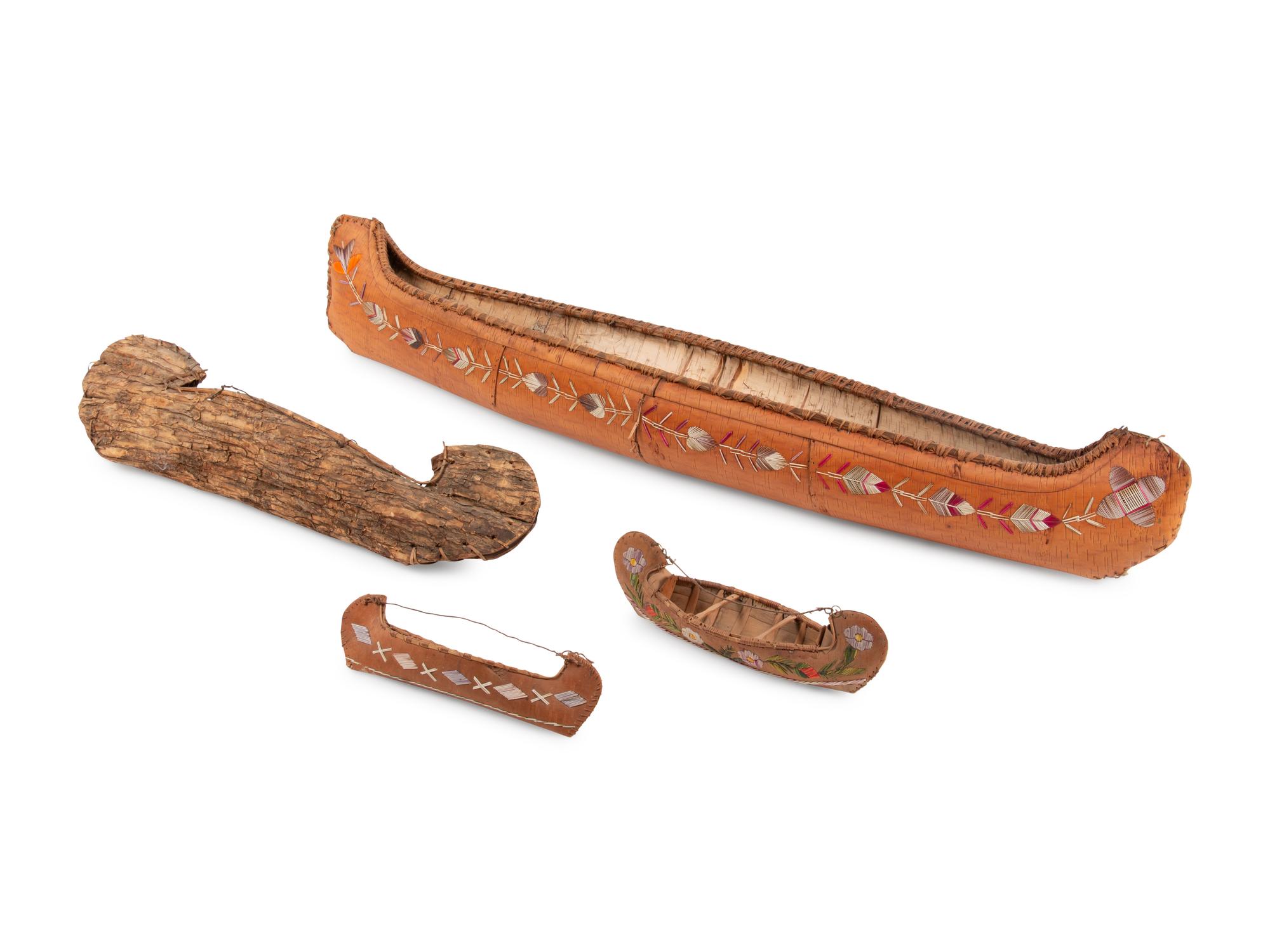 A Group of Great Lakes Birchbark Model Canoes