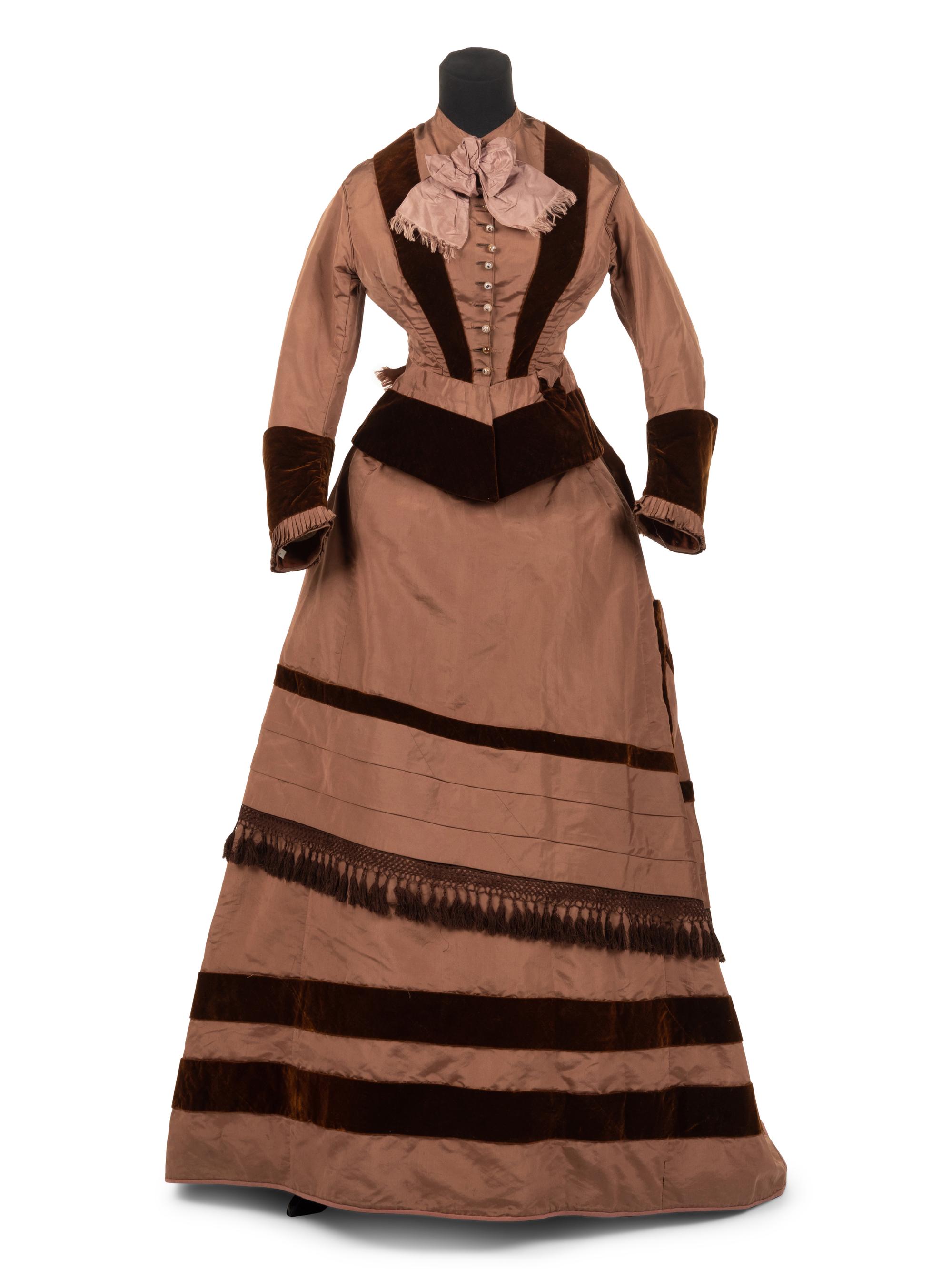 Silk Faille and Velvet Two-Piece Dress, 1878