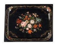 A Victorian Papier Mache Tray on a Later Stand