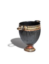An Apulian Gnathian-Ware Ribbed Skyphos