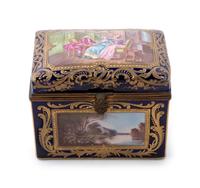 A Sèvres Style Painted and Parcel Gilt Porcelain Table Casket