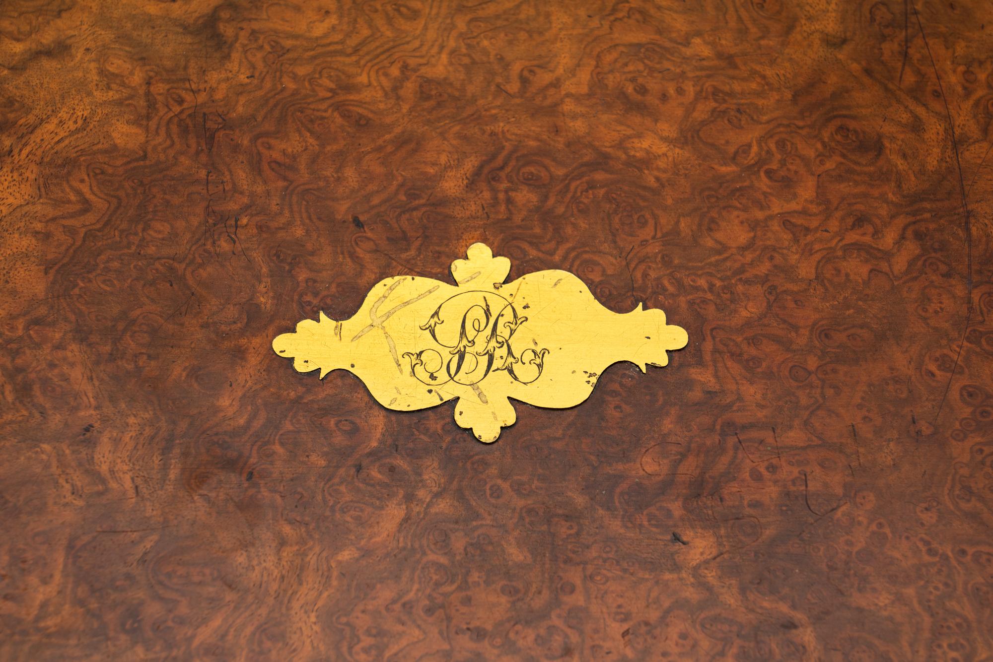 An English Burlwood Writing Slope and an English Burlwood Decanter Caddy