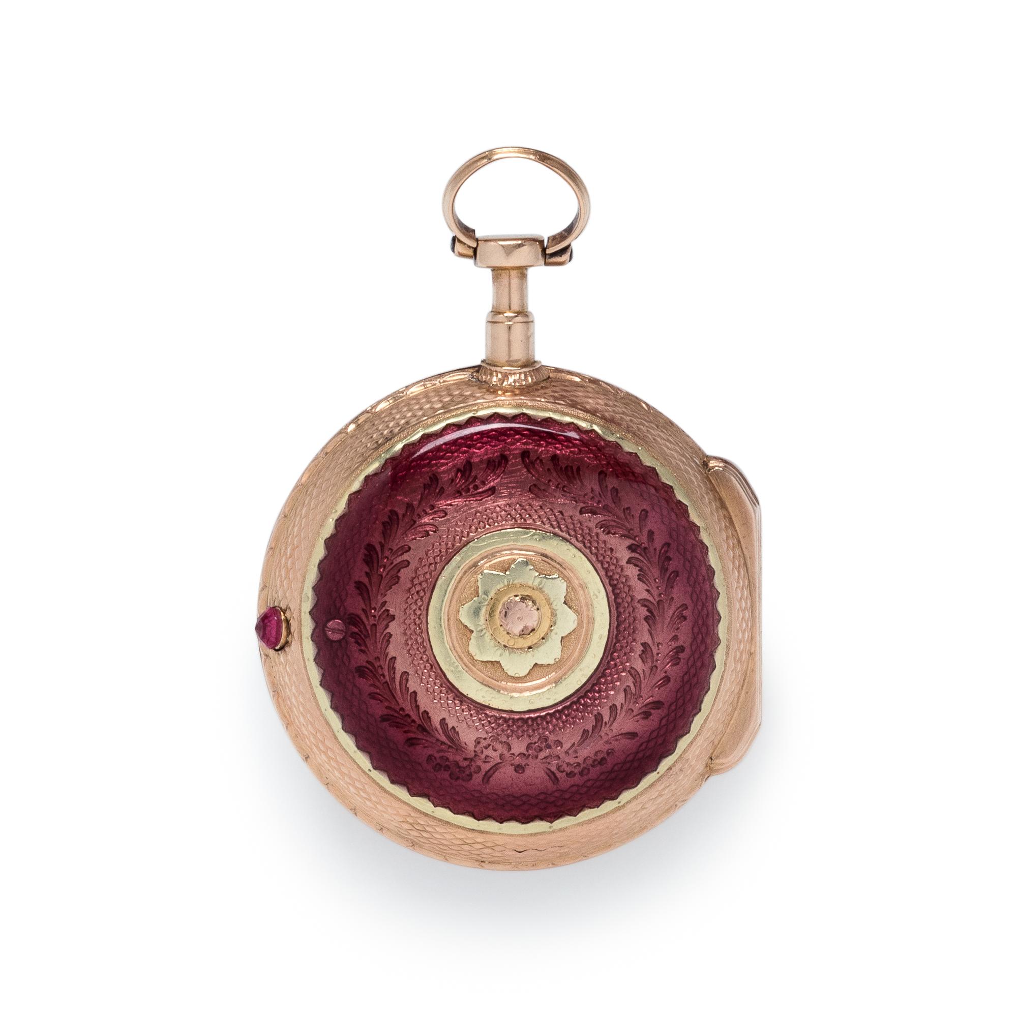 FRÉRES ESQUIVILLON & DES CHOUDENS, PASTE AND ENAMEL OPEN FACE POCKET WATCH