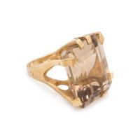 YELLOW GOLD AND SMOKY QUARTZ RING
