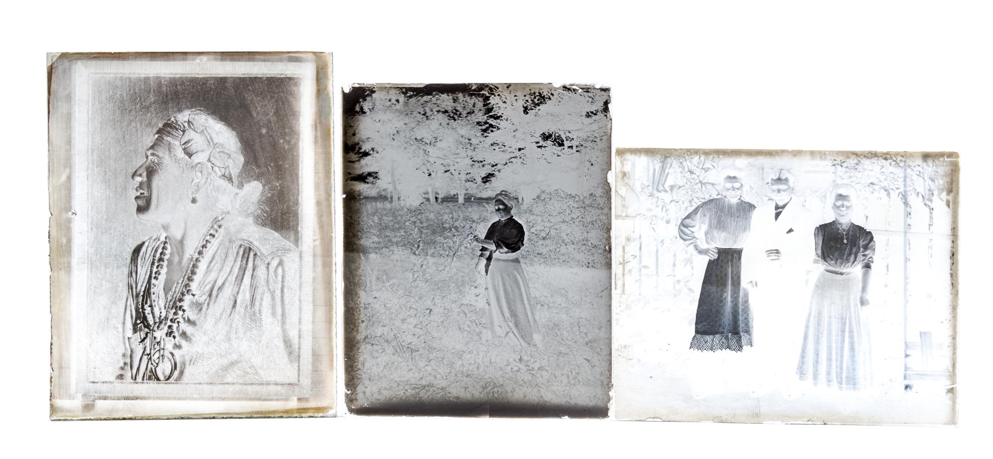 (CHICAGO, PHOTOGRAPHY). A collection of glass plate negatives featuring various individuals, including family photographs. c. 1890-1900