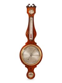George III Mahogany Wheel Thermometer/Barometer