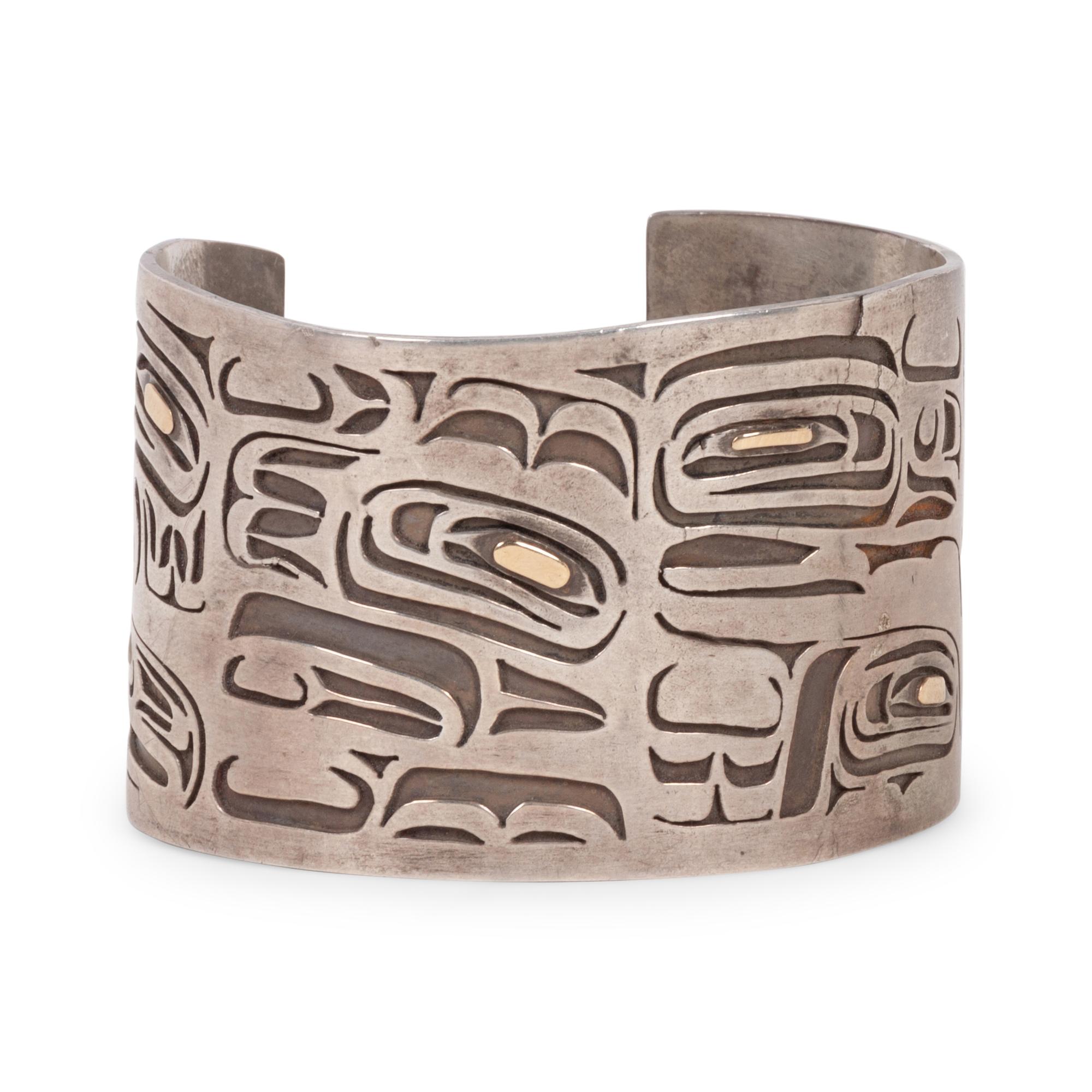 Northwest Coast Silver Cuff Bracelet, with 18K Gold Accents