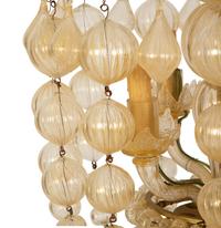 A Murano Hand Blown Glass Four Light Chandelier In the Manner of Tulipan — 20th Century