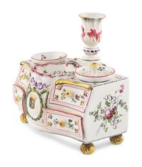 A French Faience Commode-Form Inkstand