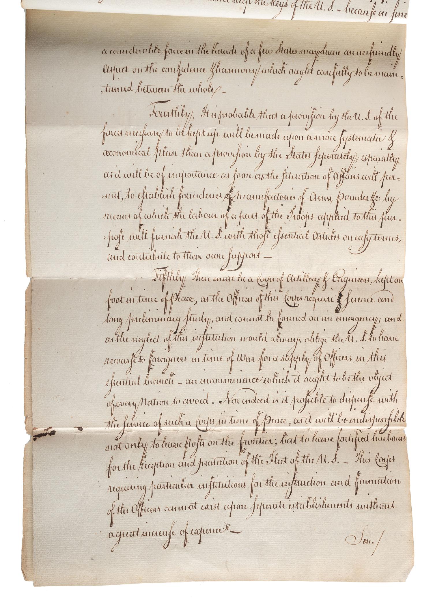[CONTINENTAL CONGRESS] -- [HAMILTON, Alexander (1755-1804)]. [HOLTEN, Dr. Samuel (1738-1816).] Dr. Samuel Holten's personal copy of the Report of a Committee to the Continental Congress on a Military Peace Establishment, [1783].