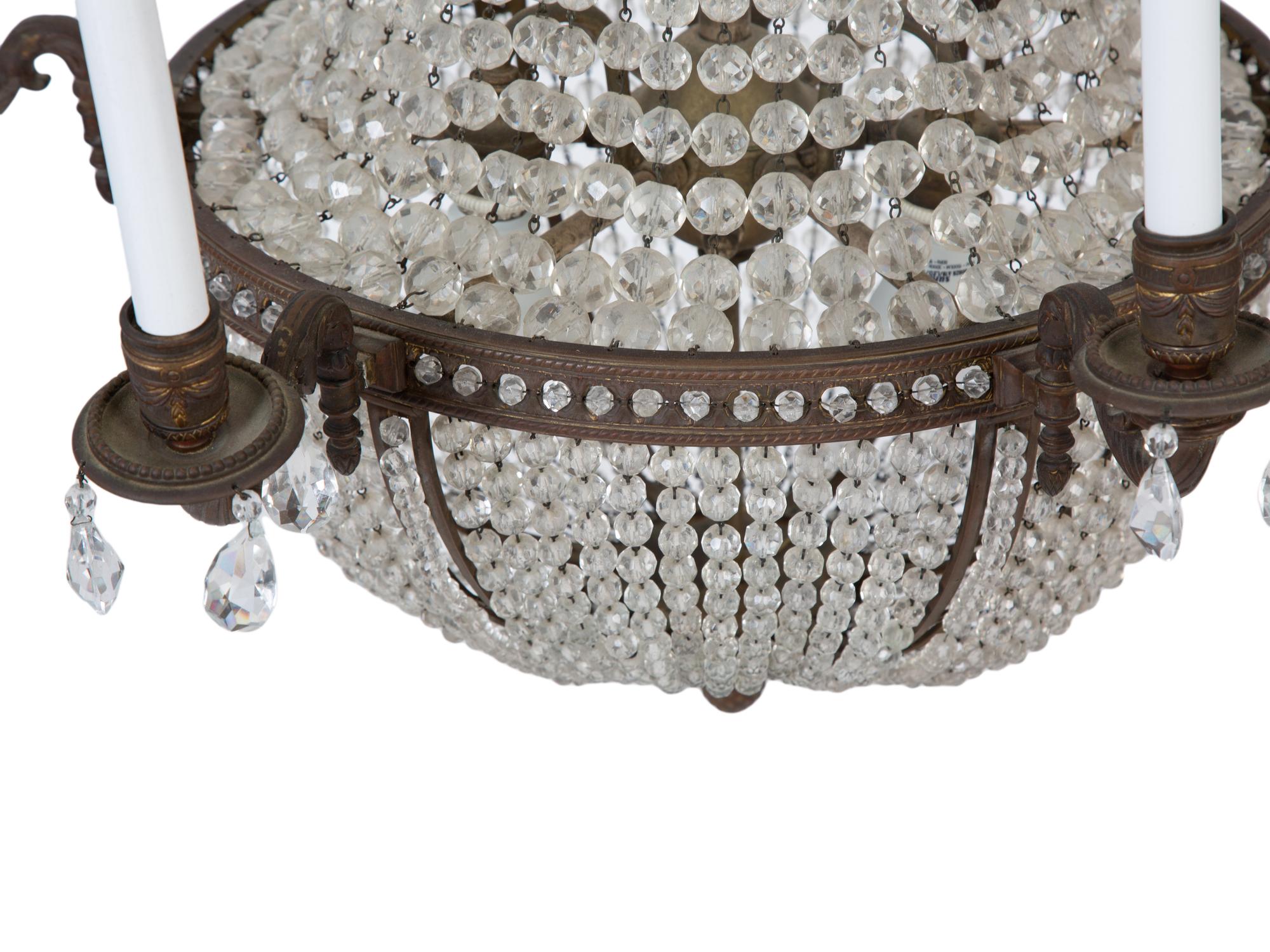 A Continental Six-Light Gilt Bronze and Crystal Swag Chandelier — 19th/20th Century