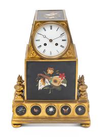A French Gilt Bronze and Pietra Dura Mantel Clock