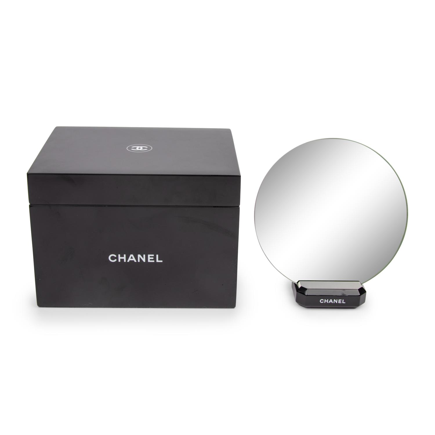 Chanel, Lacquered Logo Box & Vanity Mirror