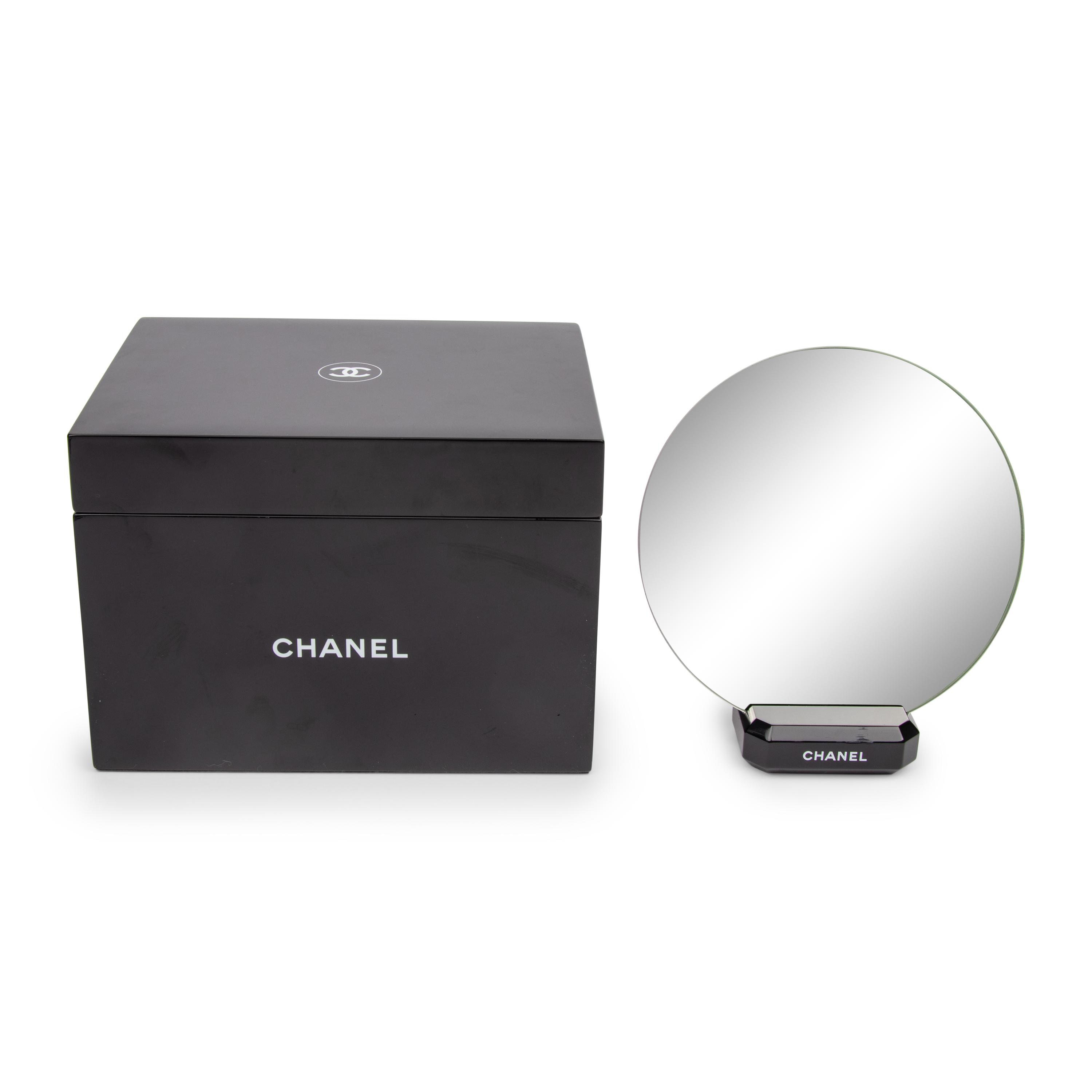 Chanel, Lacquered Logo Box & Vanity Mirror