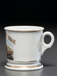 A Porcelain Occupational Shaving Mug Depicting a Coal Yard