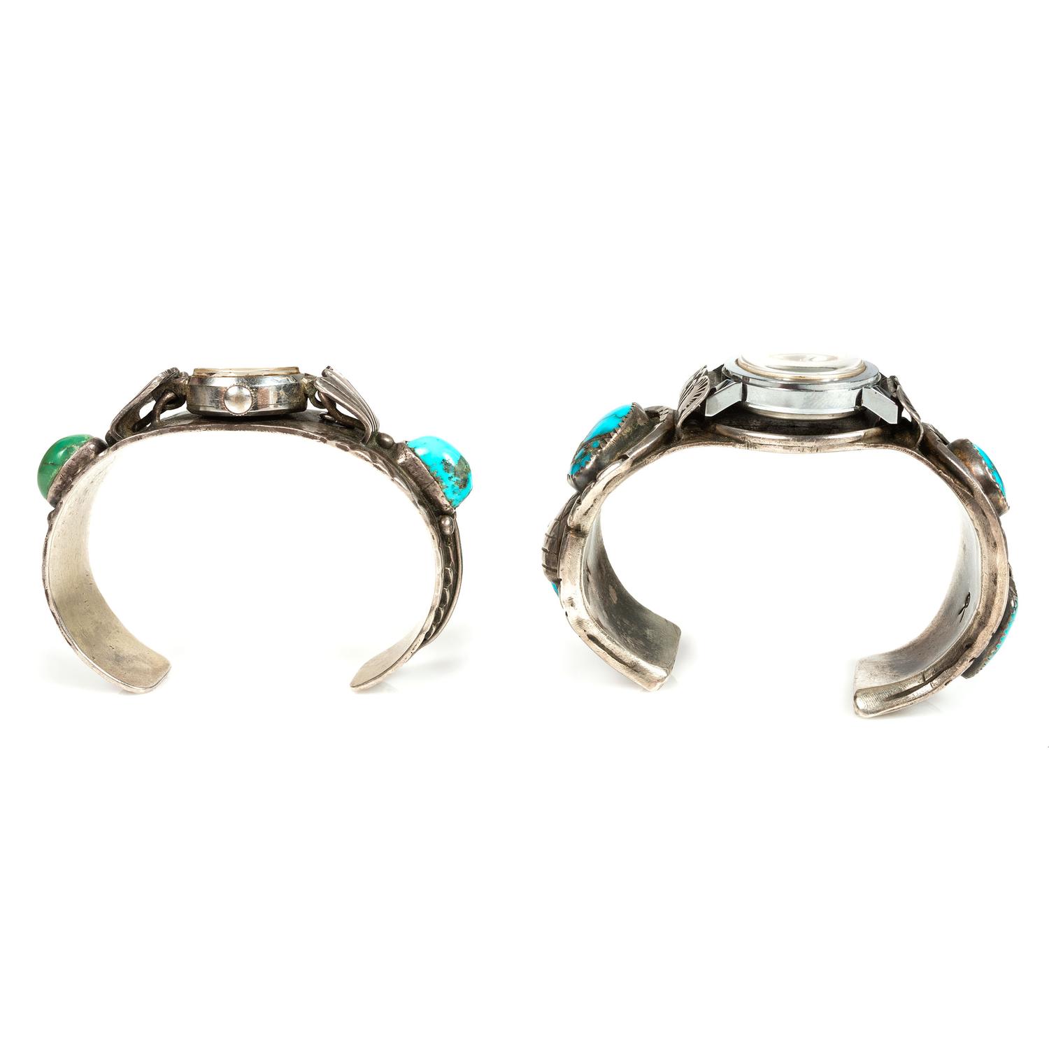 Navajo Silver and Turquoise Cuff Watch Bands