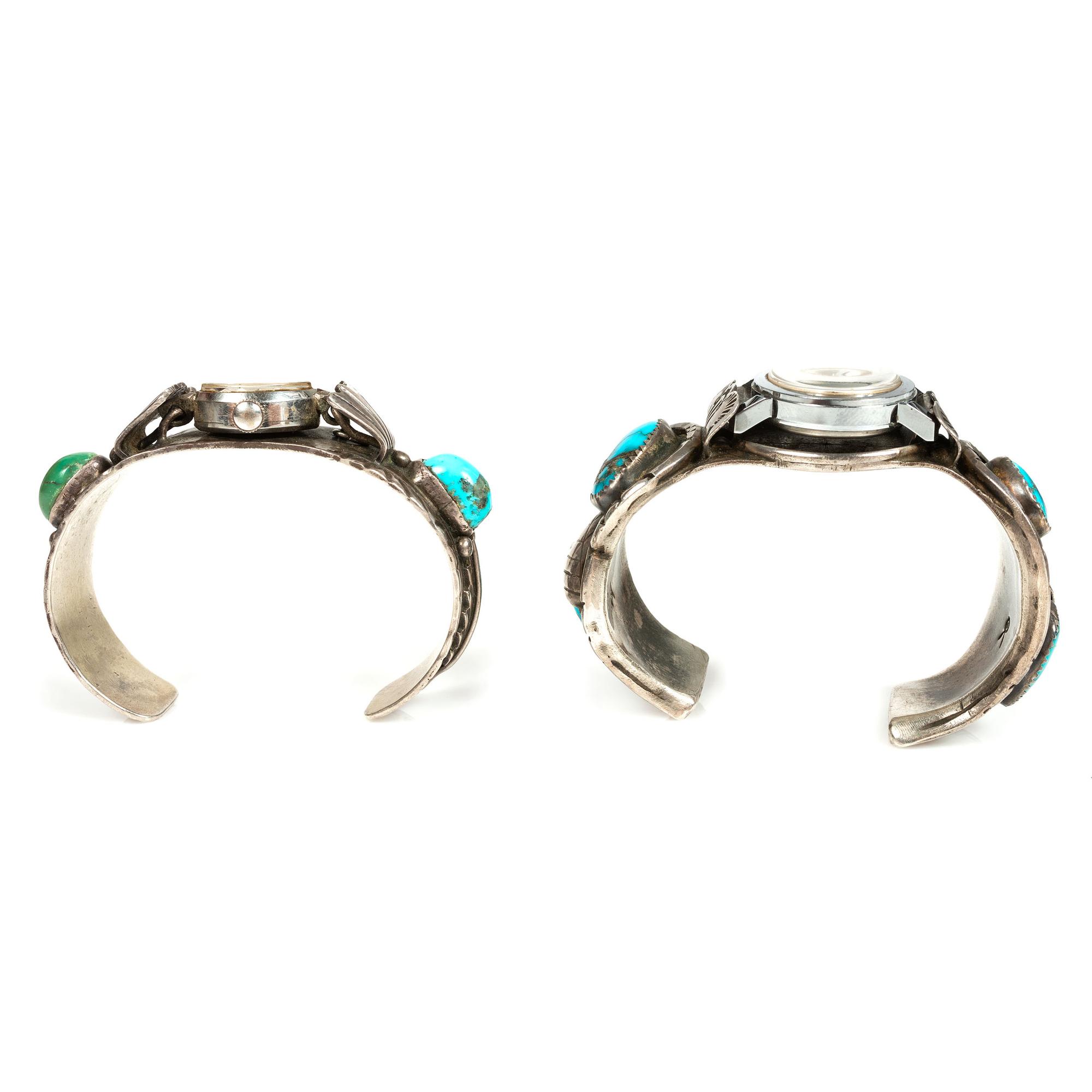 Navajo Silver and Turquoise Cuff Watch Bands