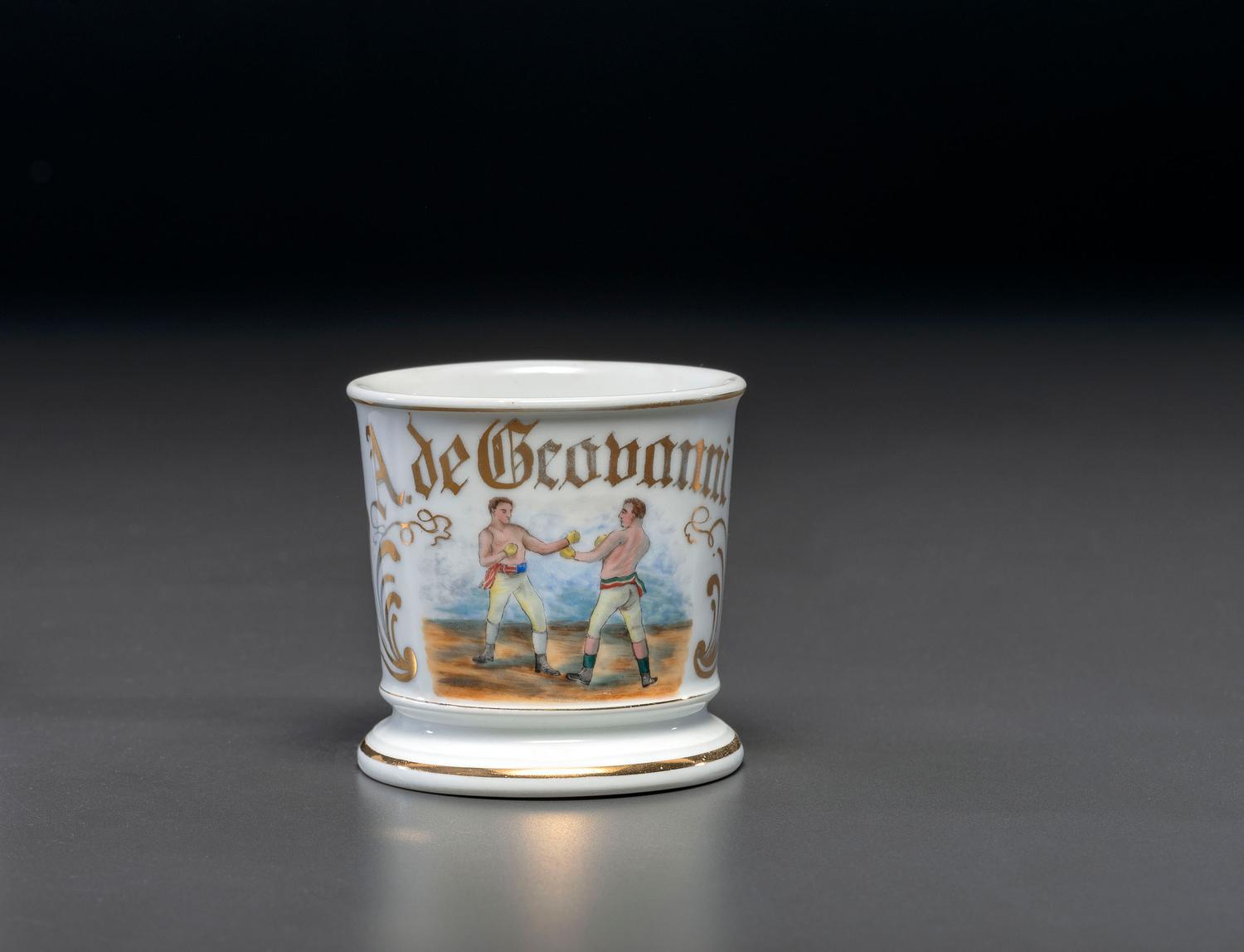 A Boxer's Porcelain Occupational Shaving Mug Belonging to Albert de Giovanni