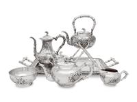 A Chinese Export Eight-Piece Silver Tea and Coffee Service