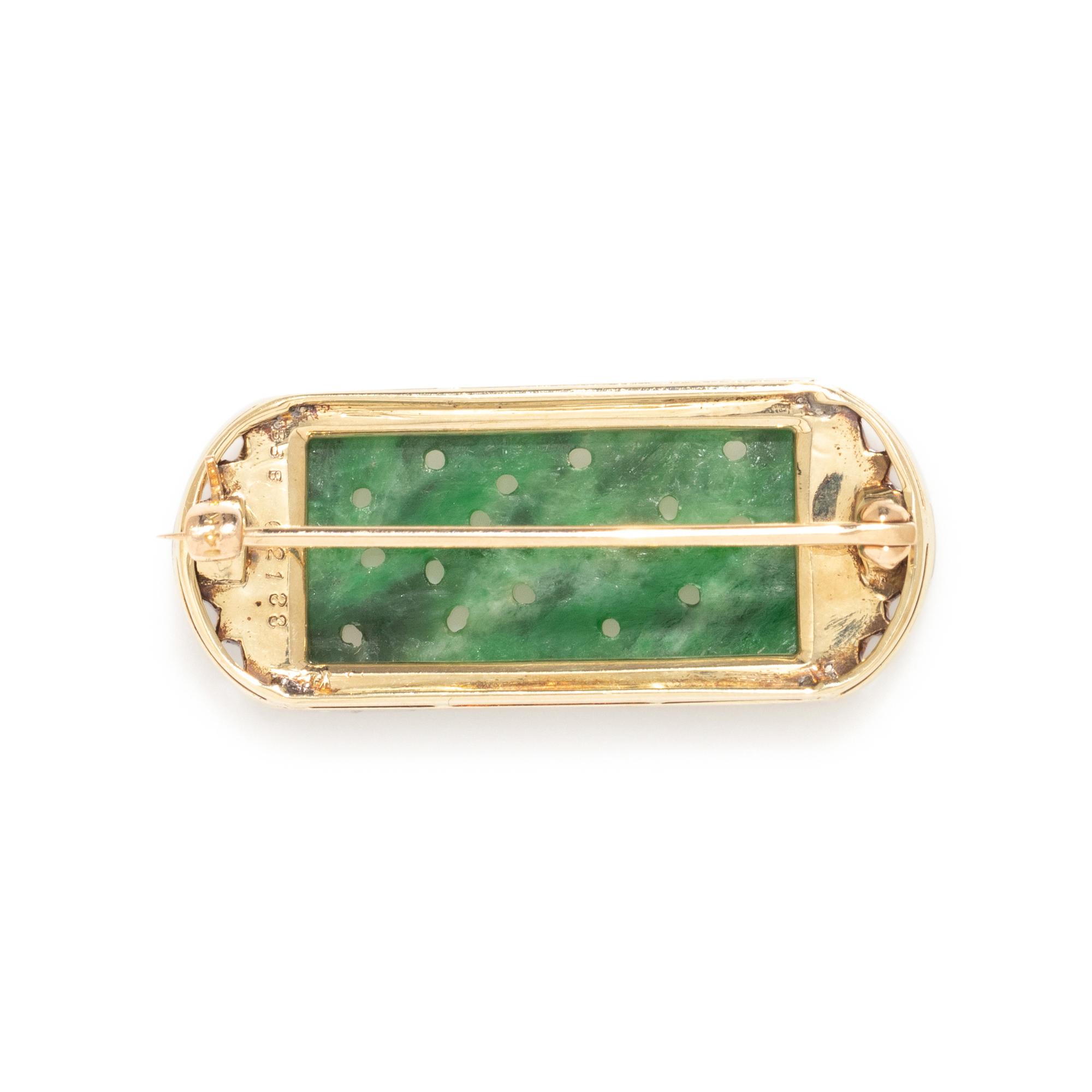 BAILEY, BANKS & BIDDLE, ART DECO, JADE, DIAMOND AND ENAMEL BROOCH