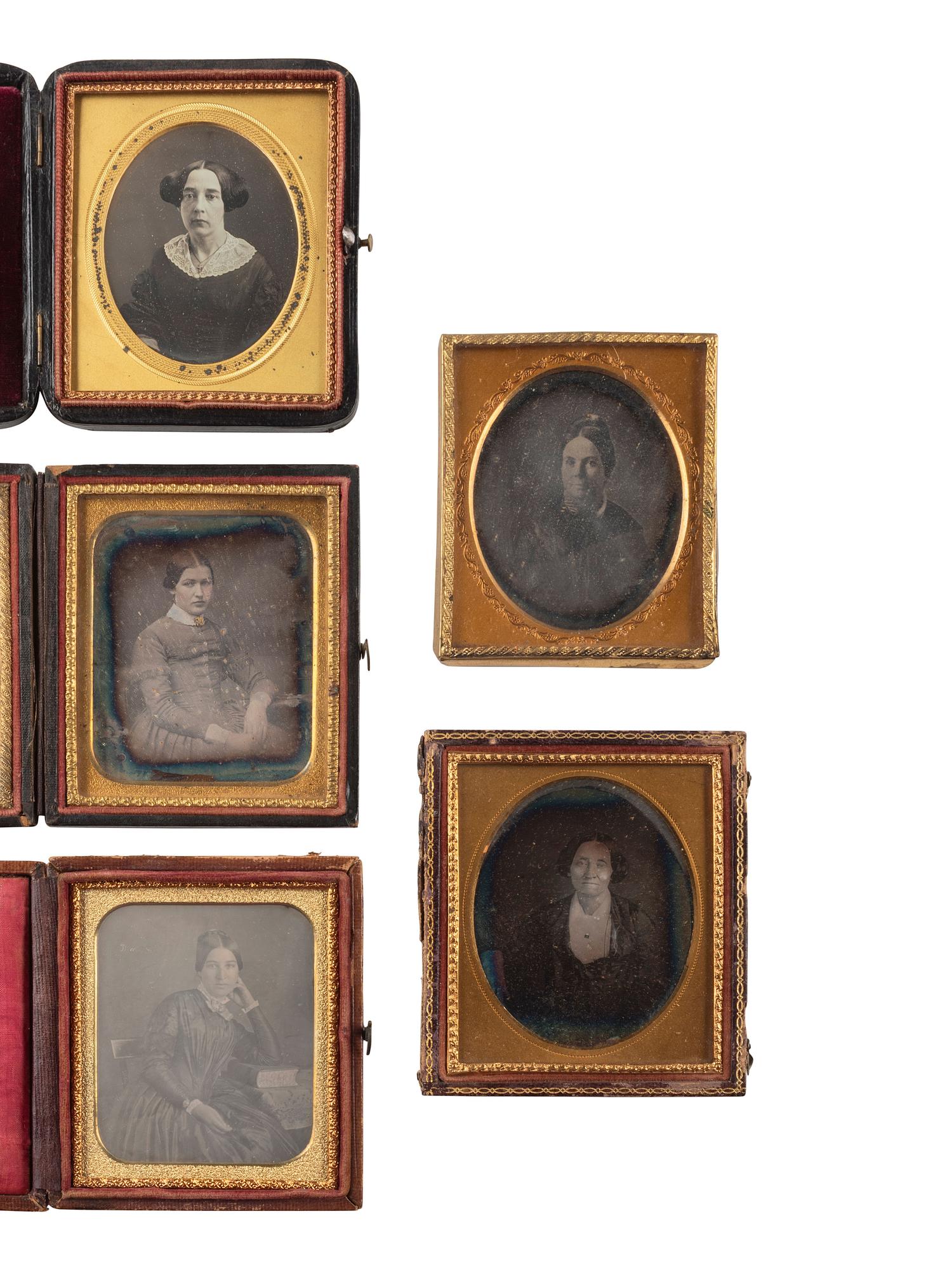 [EARLY PHOTOGRAPHY]. 40 sixth plate daguerreotypes of women of varying ages.